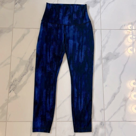Lululemon Wunder Under Full-On Luon Roll Down Nightsky Blue Black Leggings 4 - Picture 2 of 16